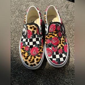 Vans unisex Rose/Leopard Check Multicolor Canvas Slip On men 6/ women 7.5